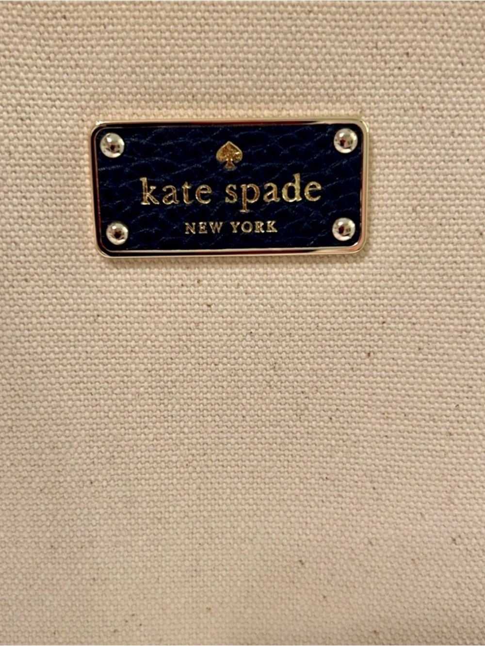 Kate Spade Taren Oliver Street Canvas Tote Natural Navy NWT - Picture 5 of 6